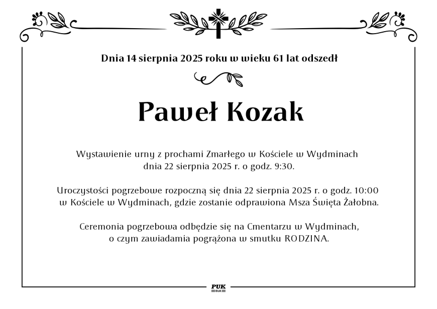 Paweł Kozak - nekrolog